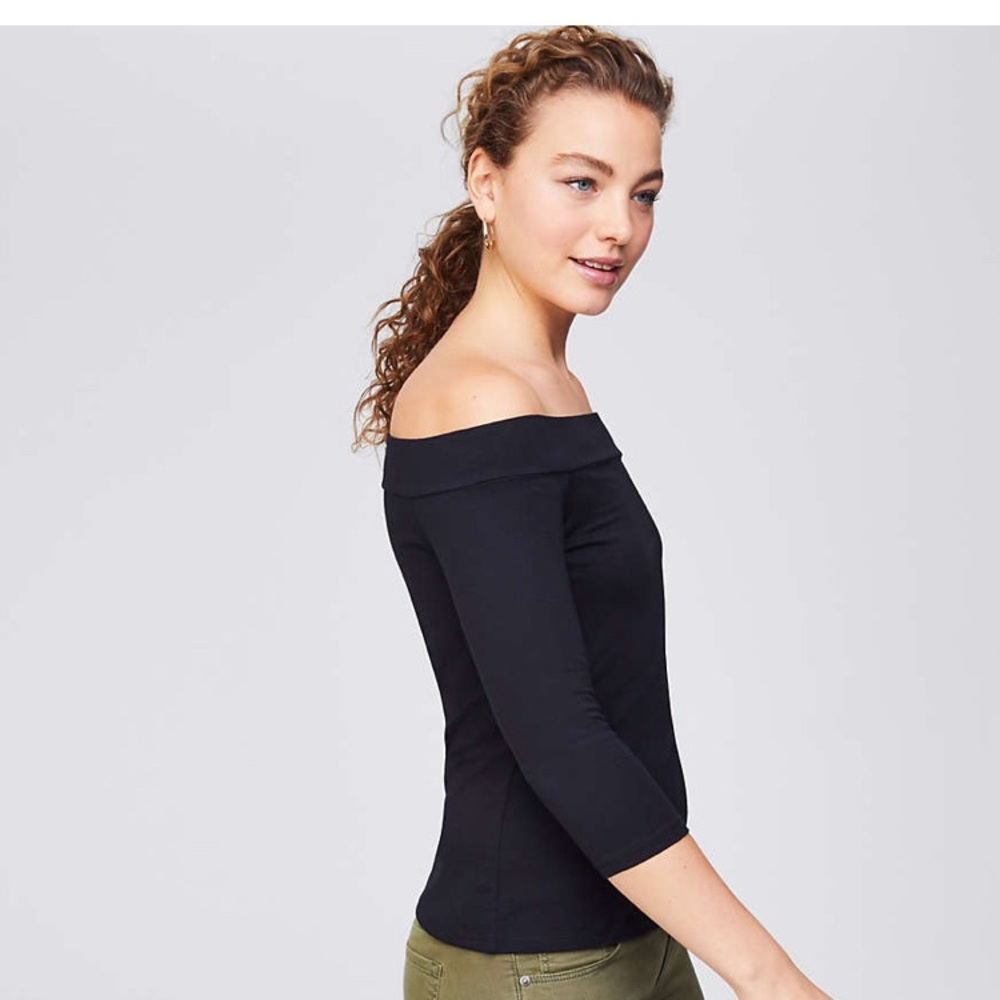 Loft Black Off-Shoulder Top